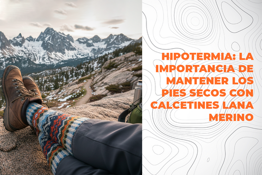 Calcetines de lana merino en botas de trekking en clima frío