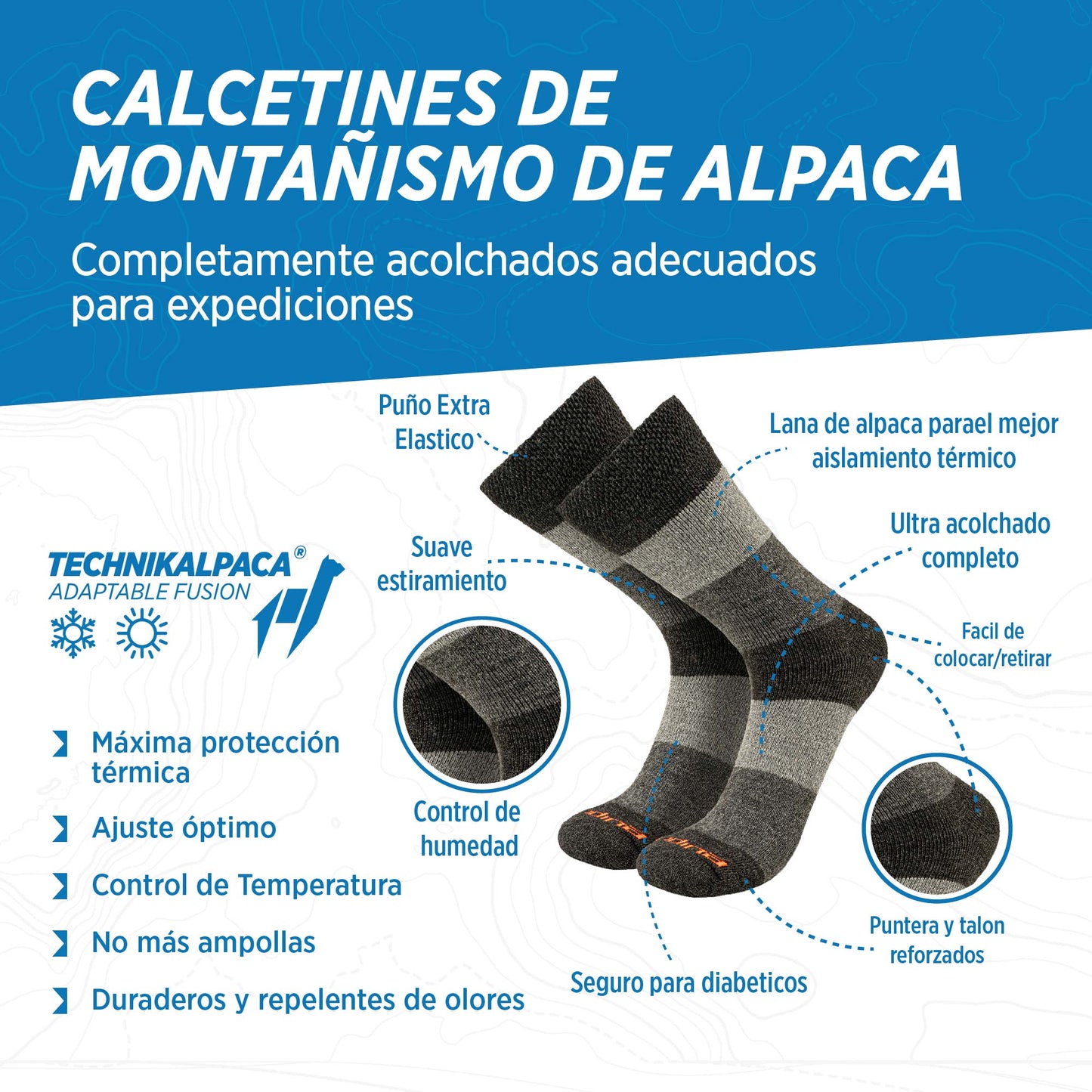 Calcetines de Alpaca Térmicos para Trekking y Montañismo en Invierno AURORA