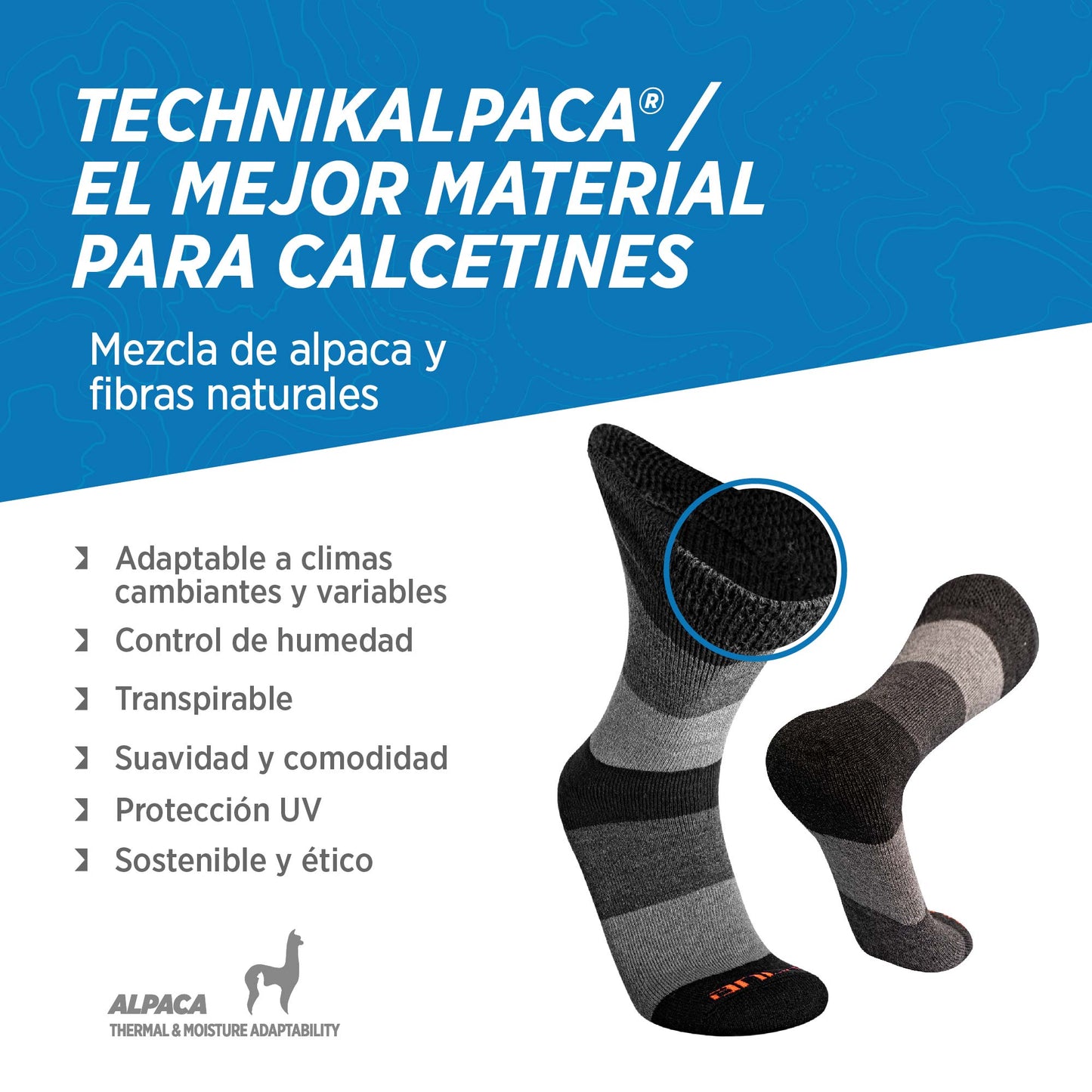 Calcetines de Alpaca Térmicos para Trekking y Montañismo en Invierno AURORA