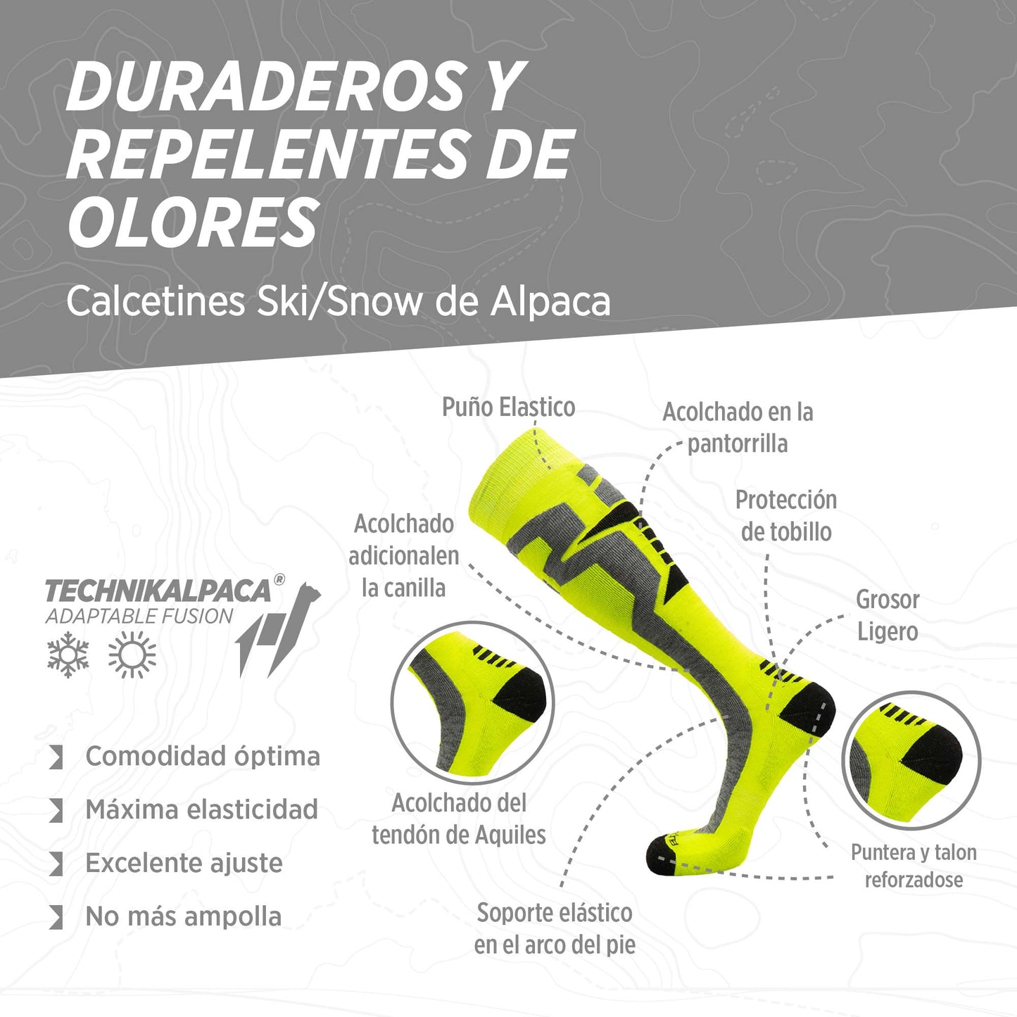 Calcetines Térmicos para Esquiar de Alpaca y Merino NEVADO