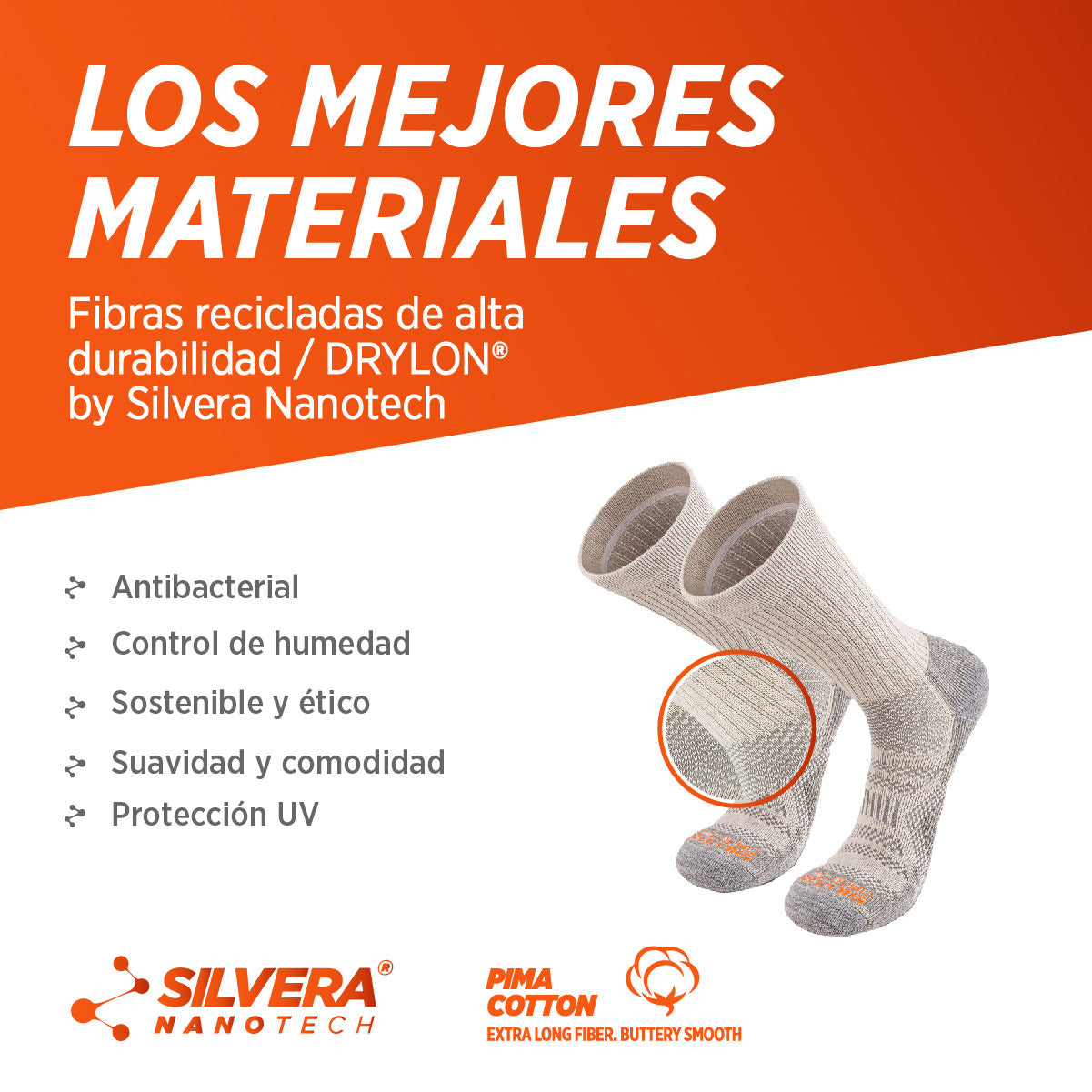 Calcetines ALTURA 2Pack de Algodón Pima Peruano para Trekking Running y Deportes