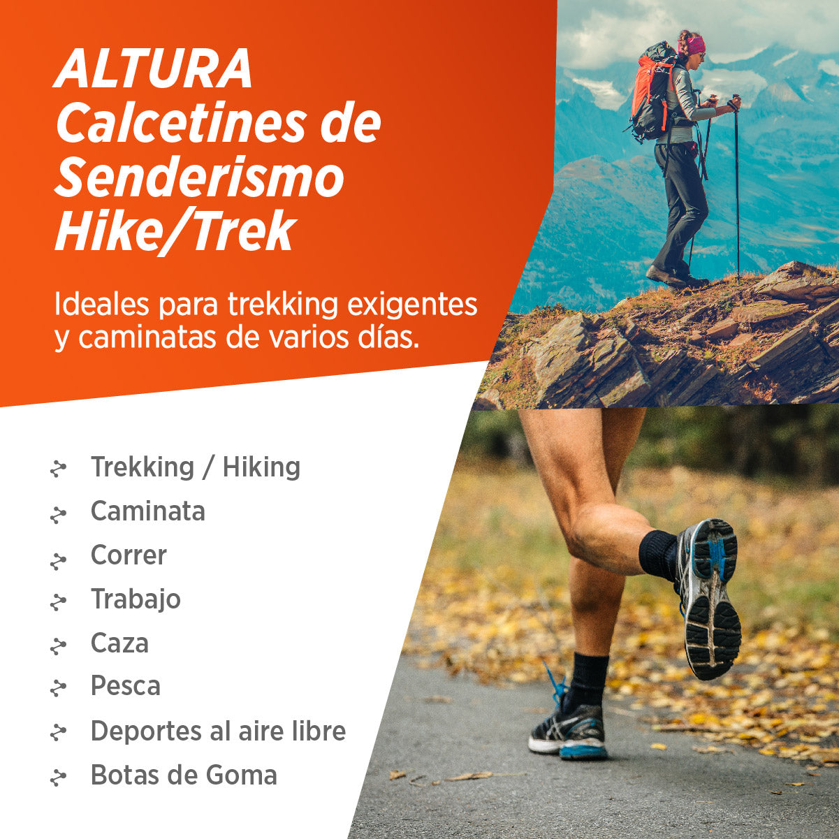 Calcetines ALTURA 2Pack de Algodón Pima Peruano para Trekking Running y Deportes