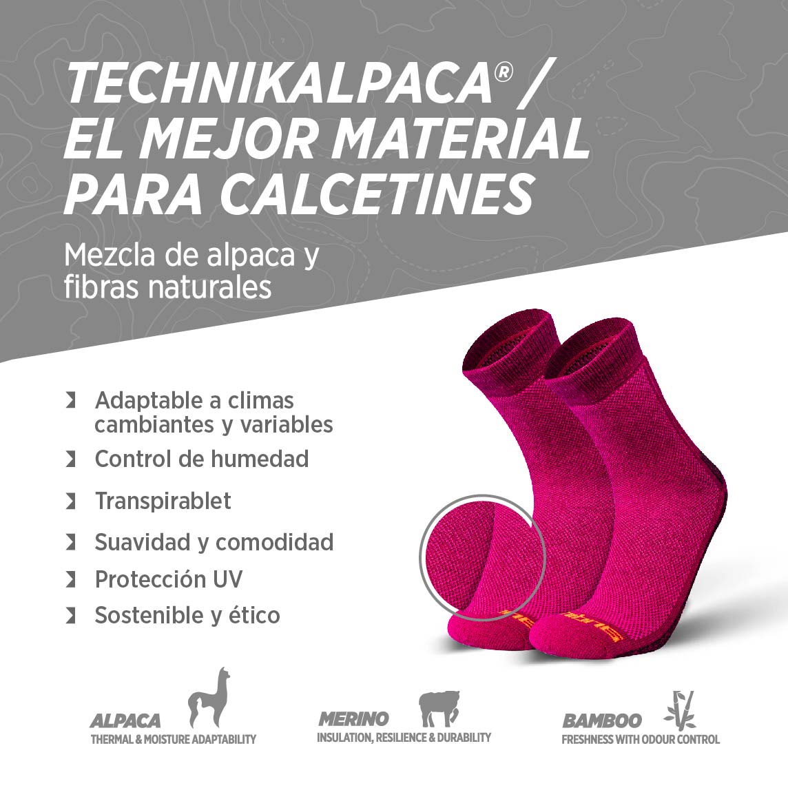 calcetines de alpaca para trekking