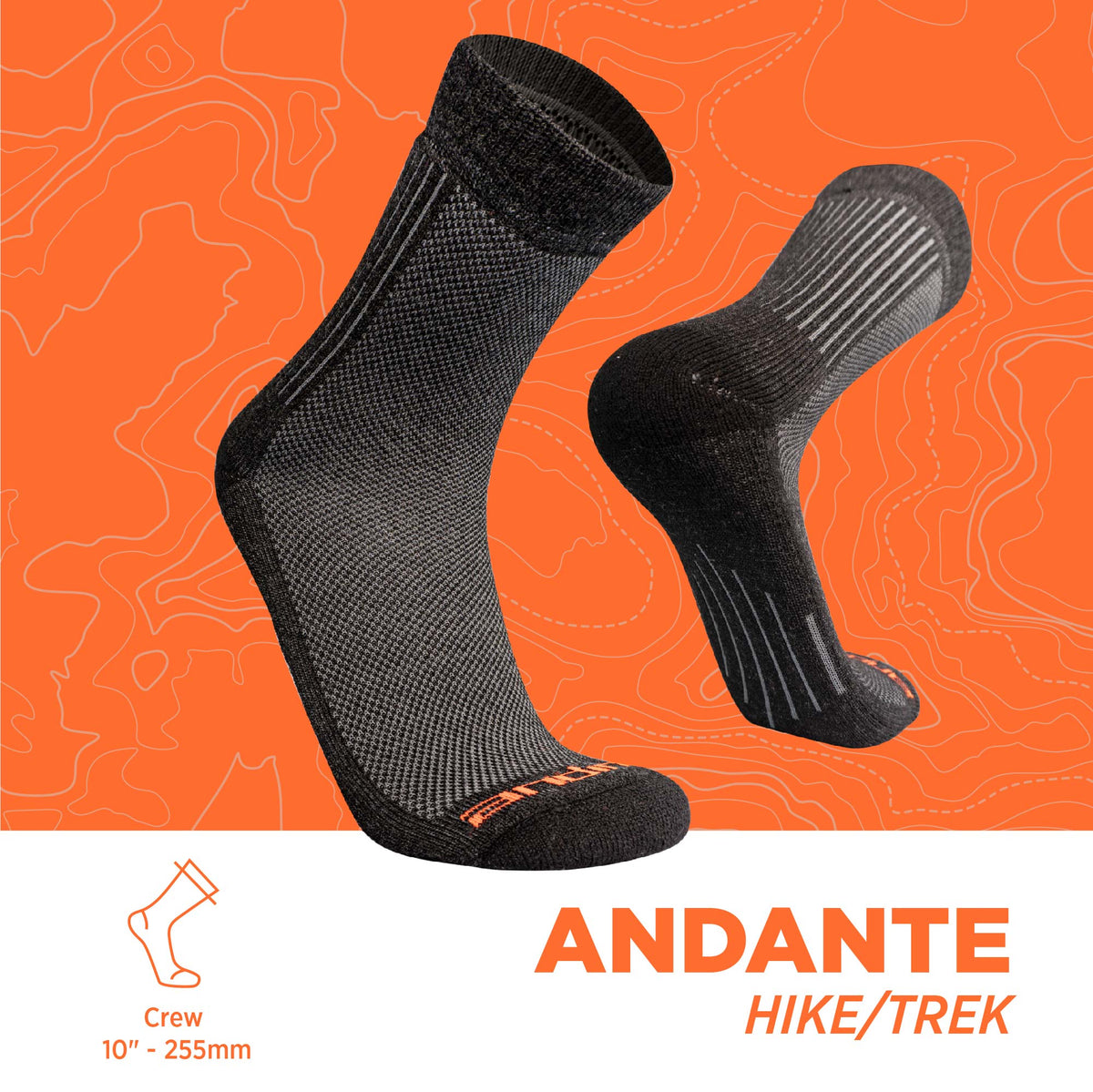 Calcetines de Alpaca Térmicos y acolchados ANDANTE para Trial y Running - Charcoal / S