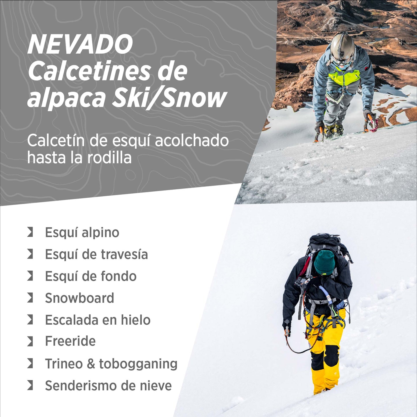 Calcetines Térmicos para Esquiar de Alpaca y Merino NEVADO